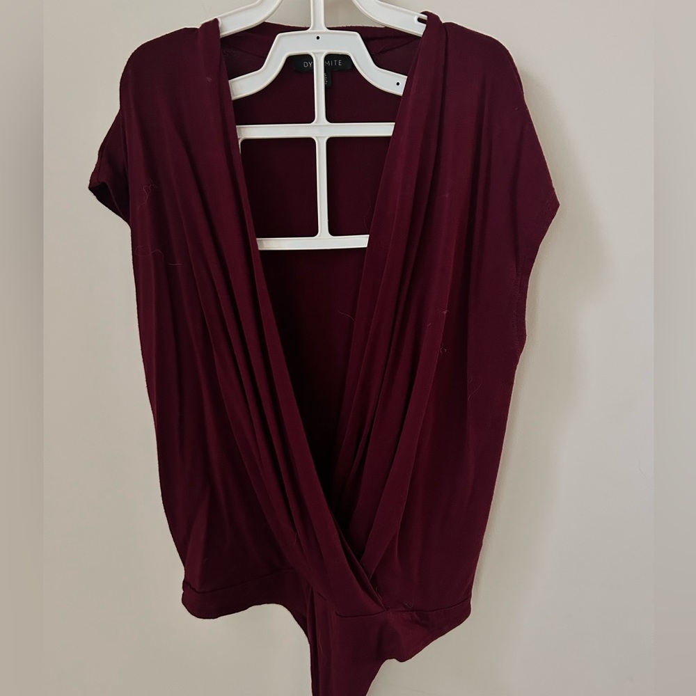 Dynamite Red Wrap Bodysuit Relaxed Fit